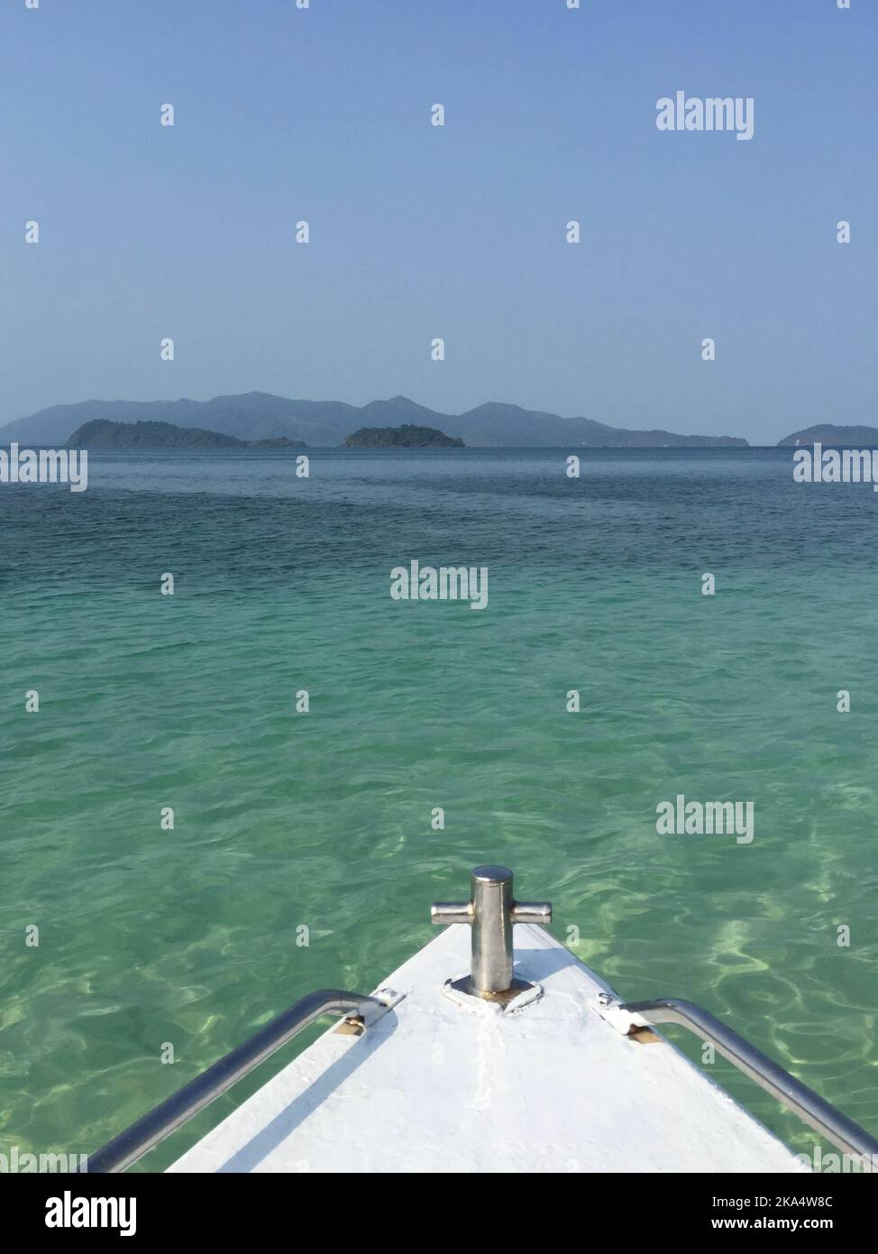 Bow of a boat sailing in Gulf of Thailand, Koh Chang, Mu Ko Chang National Park, Trat, Thailand Stock Photo