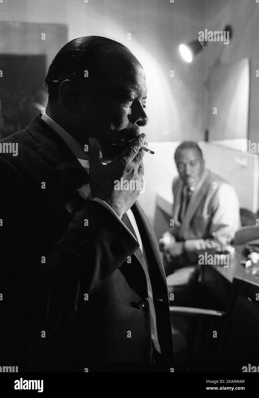 Count Basie, American pianist and jazz band leader, before a performance at the Teatro Opera