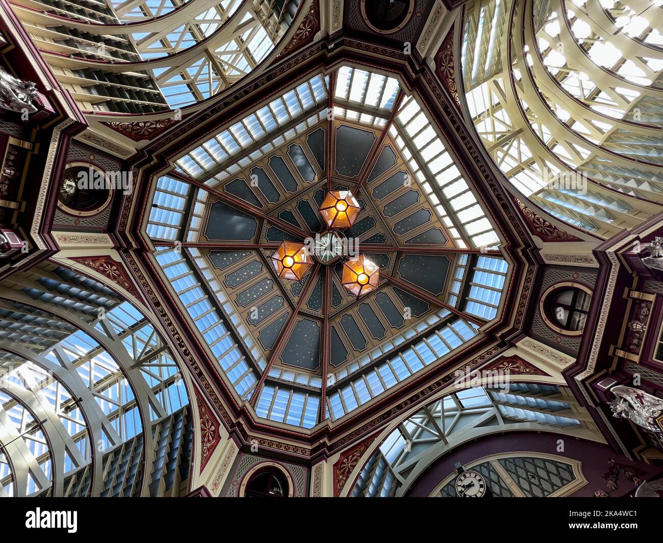 Low angle view of Leadenhall Market ceiling, London, England, UK Stock Photo