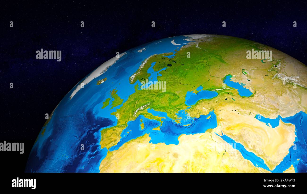 Earth globe focused on Europe Stock Photo - Alamy