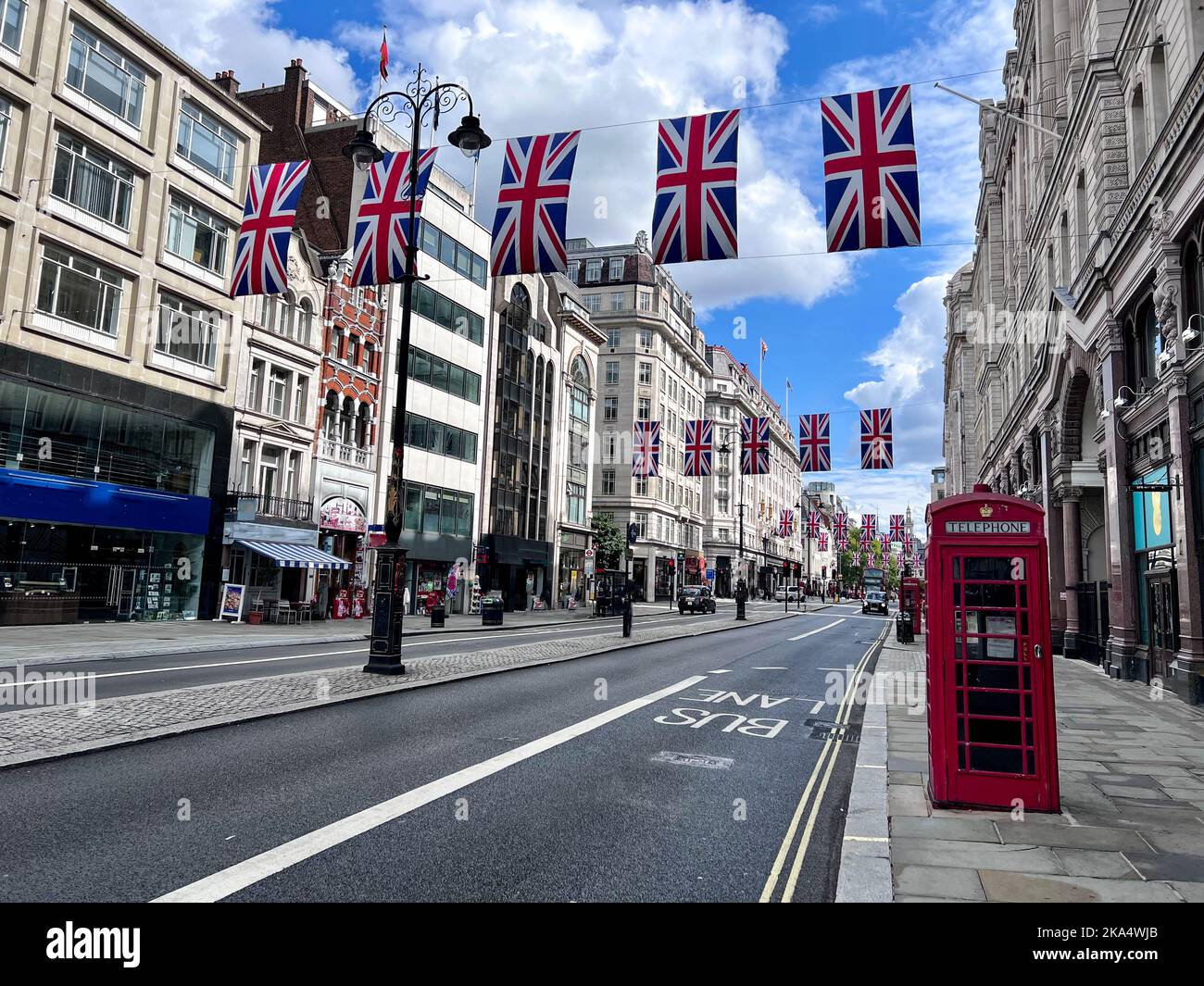UK flags across The Strand, London, England, UK Stock Photo