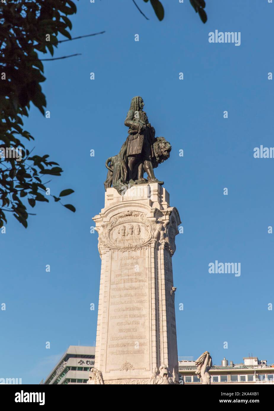 Statue Marquis do Bombal in Lisbon, Portugal Stock Photo