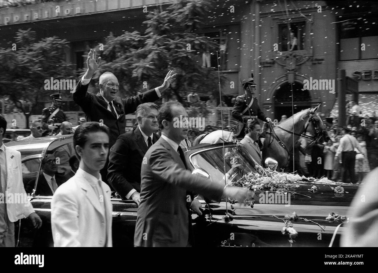 Dwight Eisenhower, U.S. Republican president (1953-1961), visits Buenos Aires during Arturo Frondizi´s administration, 1960 Stock Photo