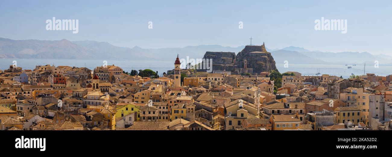 View of old town of Kerkyra, Corfu. Skyline old city. Stock Photo