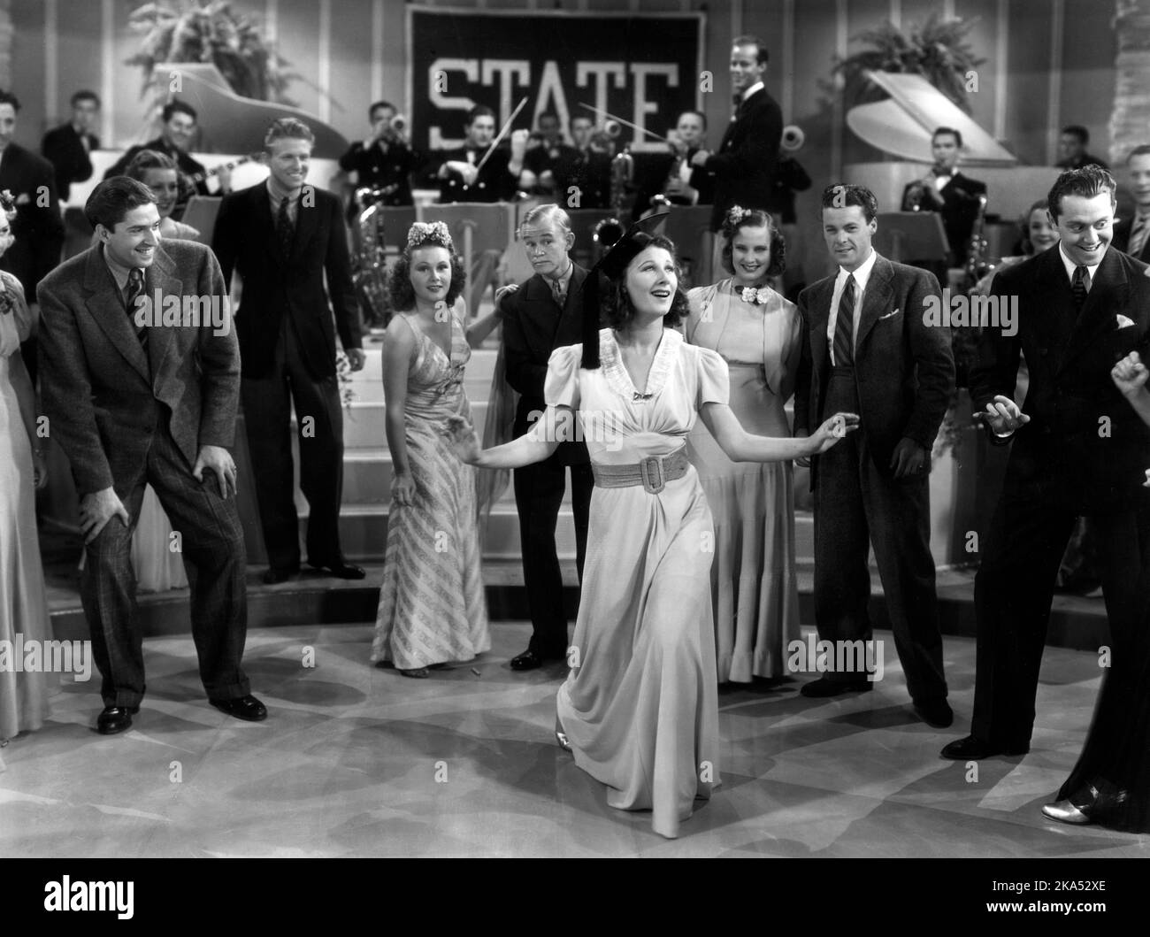 Joan Davis (center), on-set of the Film, 'Hold That Co-Ed', 20th Century-Fox, 1938 Stock Photo