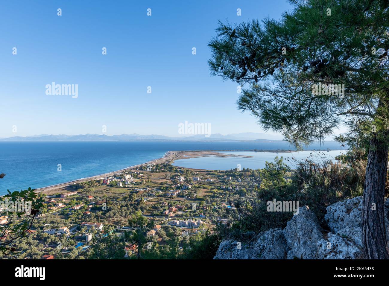 A hill top view of Lefkada Town. The capital of Lefkada island. Greece. Stock Photo