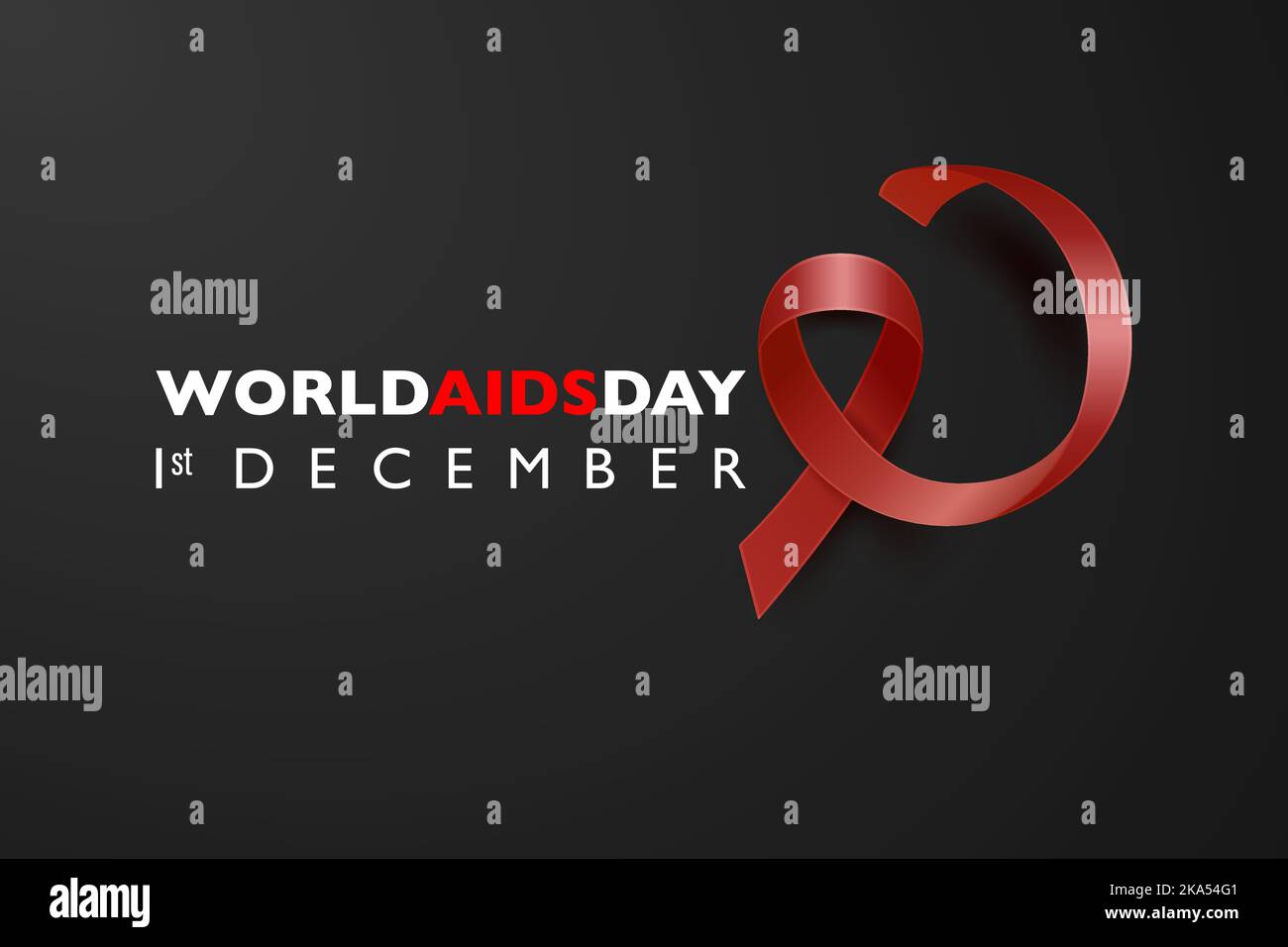 World AIDS Day Banner - Aids Awareness Red Silk Ribbon on Black ...