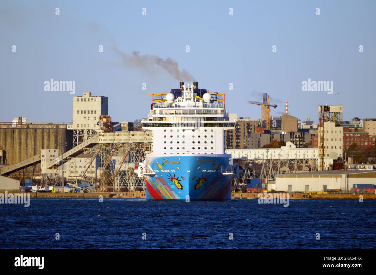 Norwegian Breakaway, a cruise ship operated by Norwegian Cruise Line (NCL), docking in Halifax Harbour, Nova Scotia, Canada (October 2022) Stock Photo