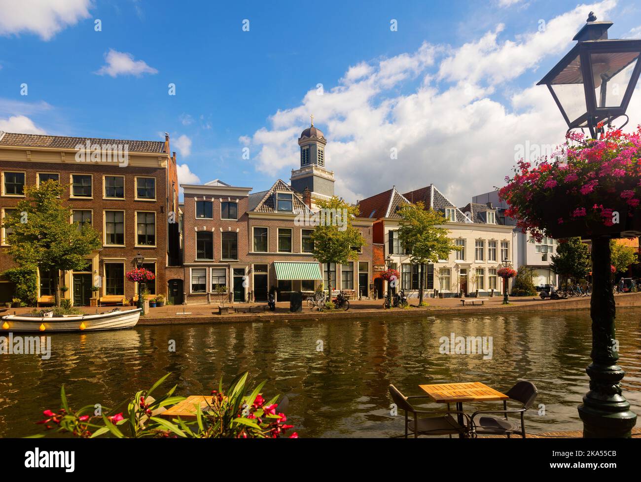Streets and canals of Leiden town, Netherlands Stock Photo