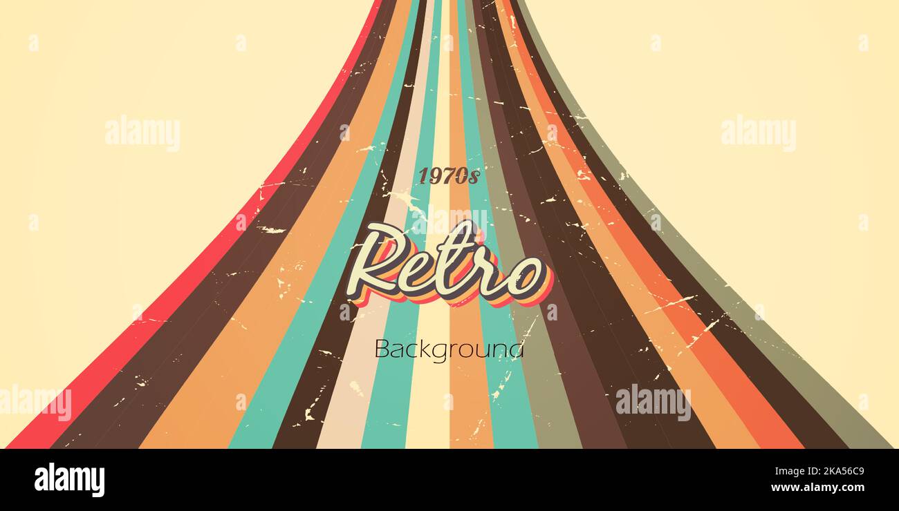 Colorful background retro style for celebration with fun groovy stripes lines and grunge texture design vintage Stock Vector