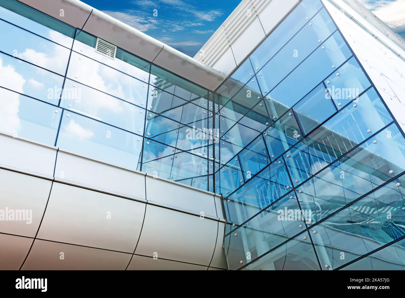 blue glass wall of office building Stock Photo Alamy
