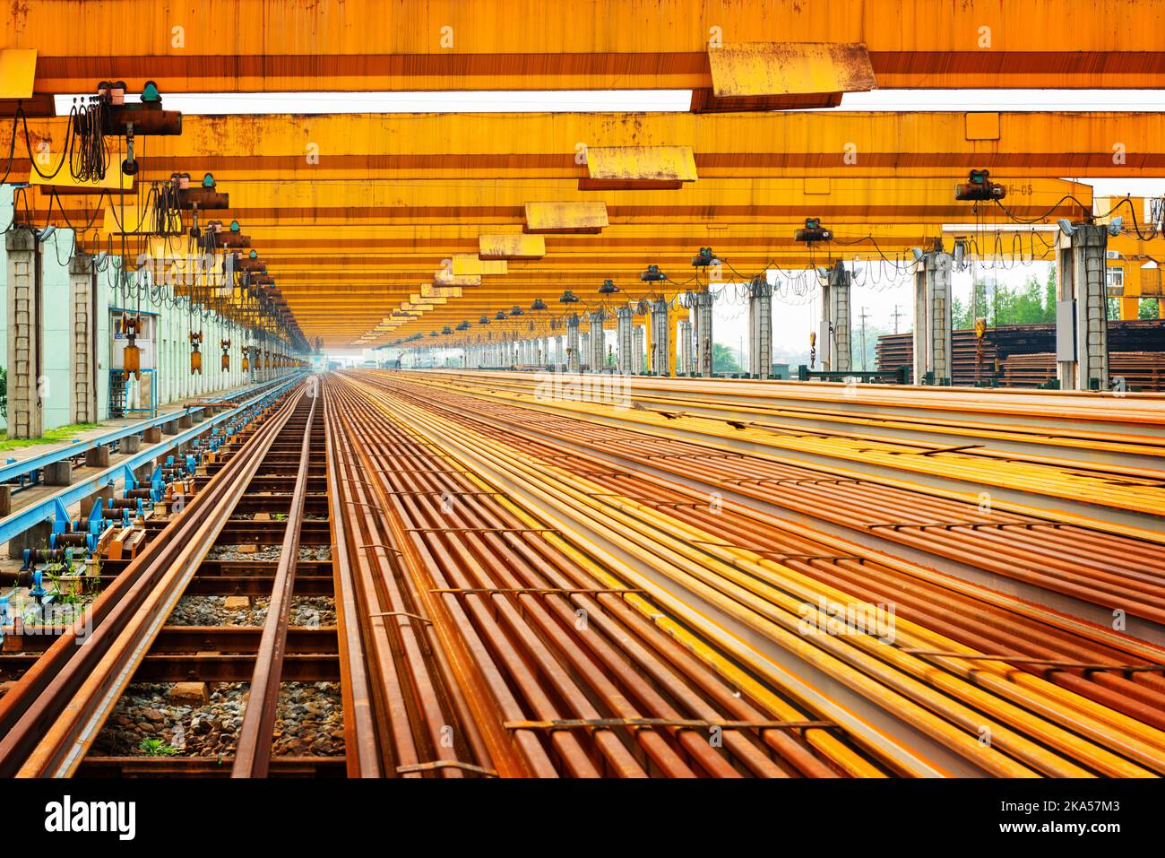 Steel pipes on the rack Stock Photo - Alamy