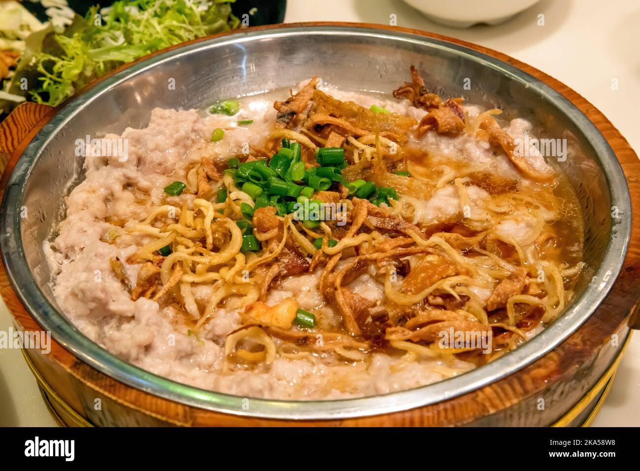Steamed minced pork with salted fish cake, Hong Kong, China Stock Photo