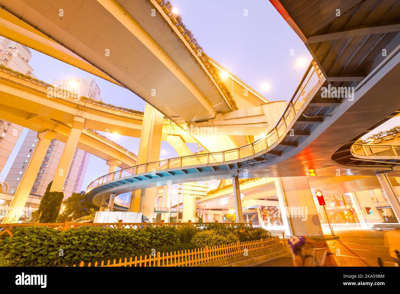 overpass bridge, low angle view at shanghai china. Stock Photo