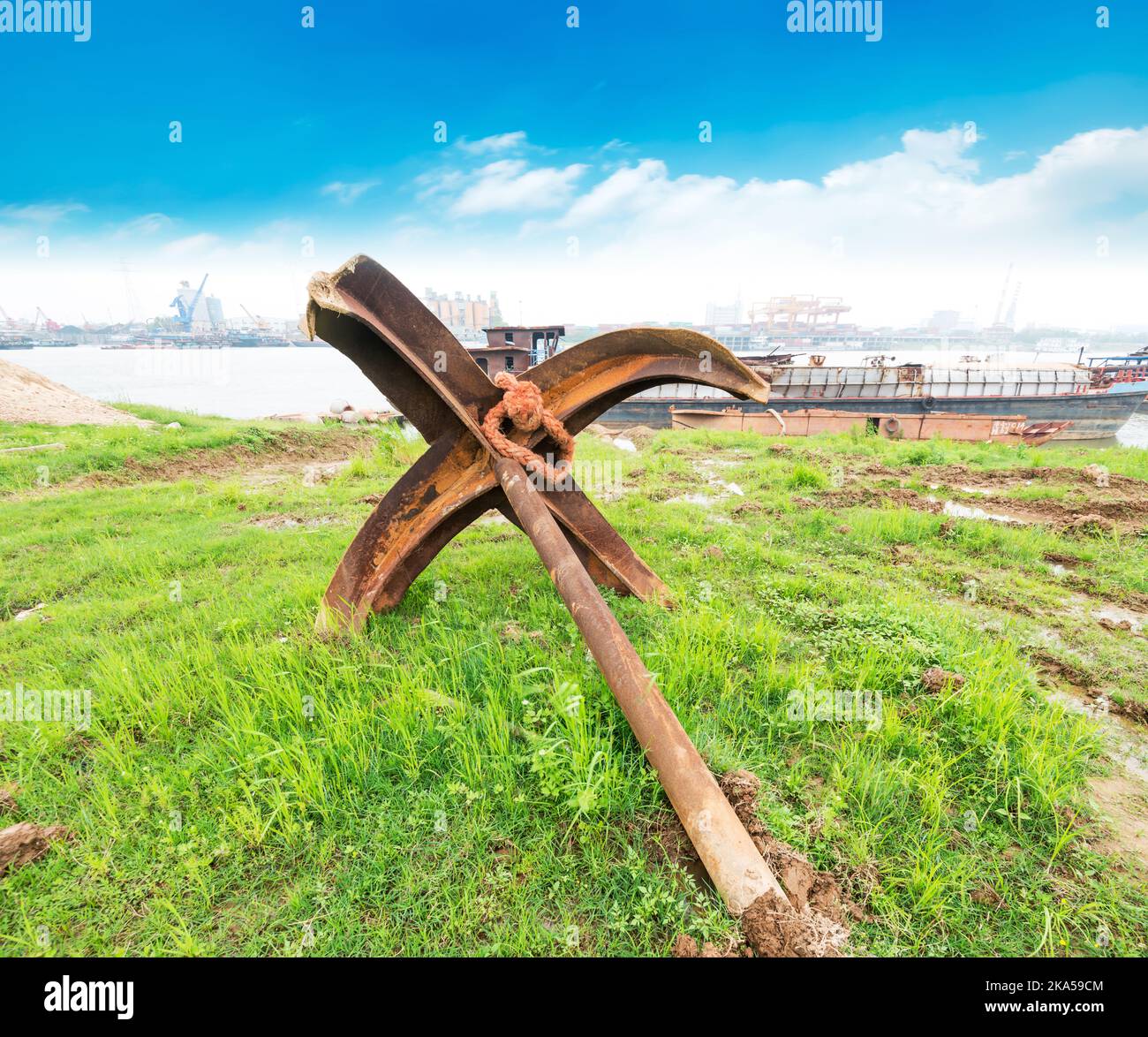 anchor in a port Stock Photo Alamy
