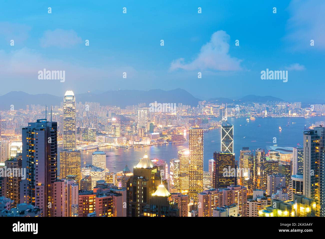 Panorama of Hong Kong skyline at night Stock Photo - Alamy