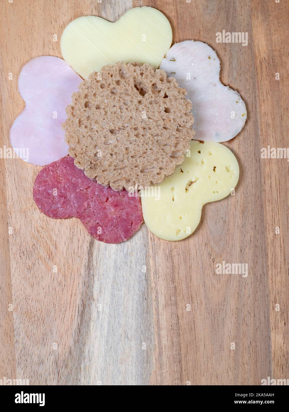 Flower made of bread, sausage and cheese Stock Photo Alamy