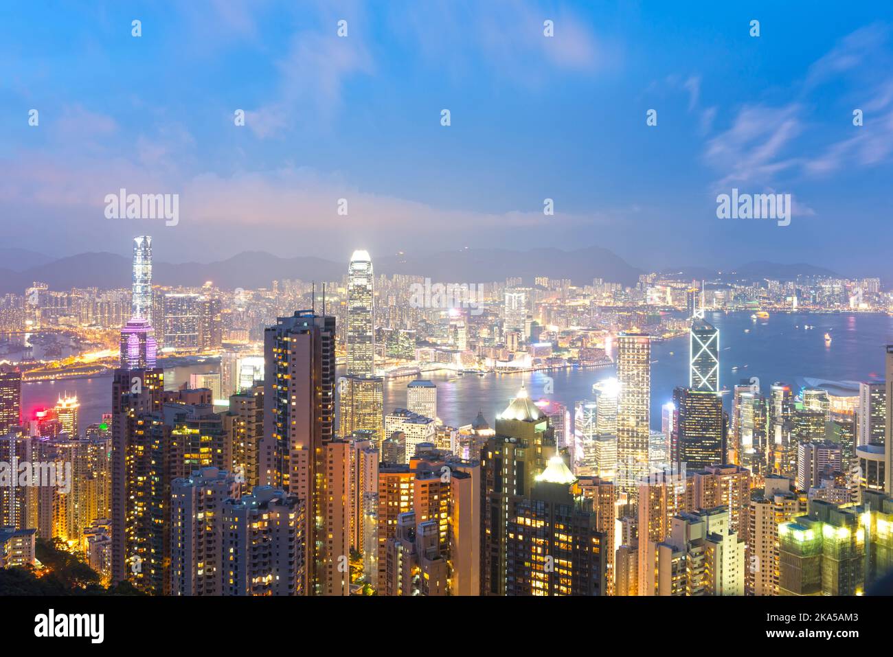 Panorama of Hong Kong skyline at night Stock Photo - Alamy