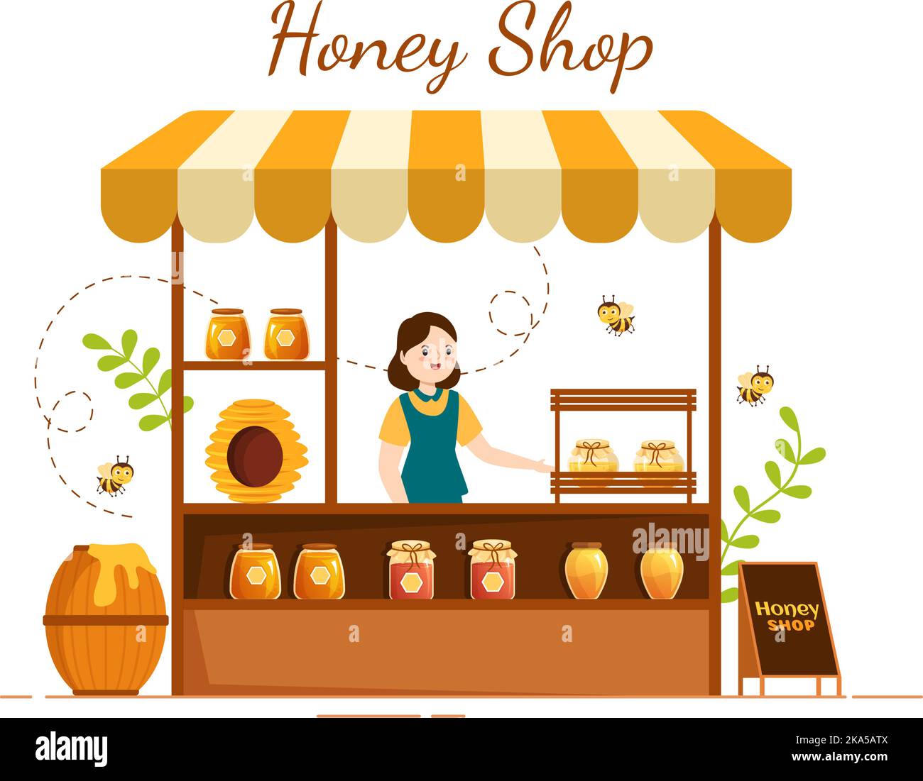 Honey Shop With A Natural Useful Product Jar Bee Or Honeycombs To Be