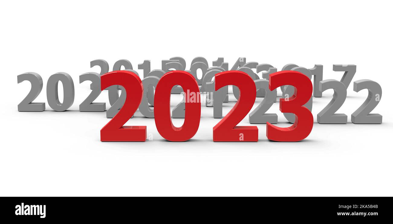 2023 come represents the new year 2023, three-dimensional rendering, 3D illustration Stock Photo