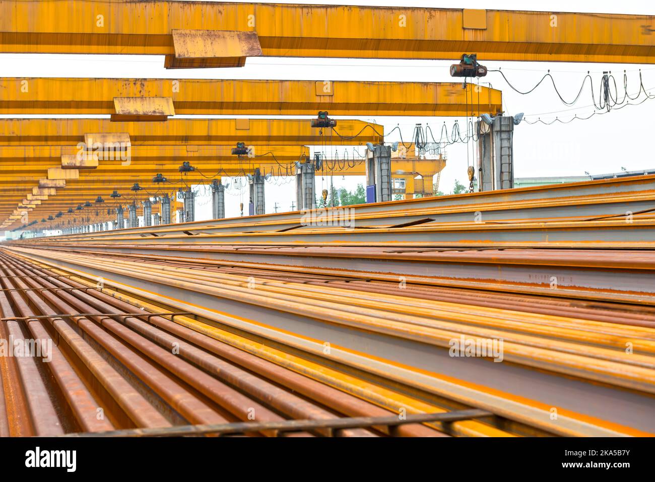 Steel pipes on the rack Stock Photo - Alamy