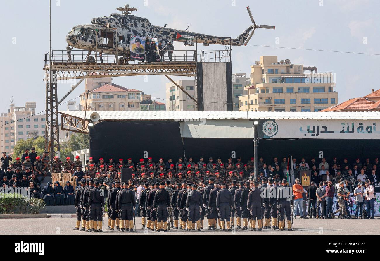 Gaza, Palestine. 31st Oct, 2022. Members of the Hamas security forces ...