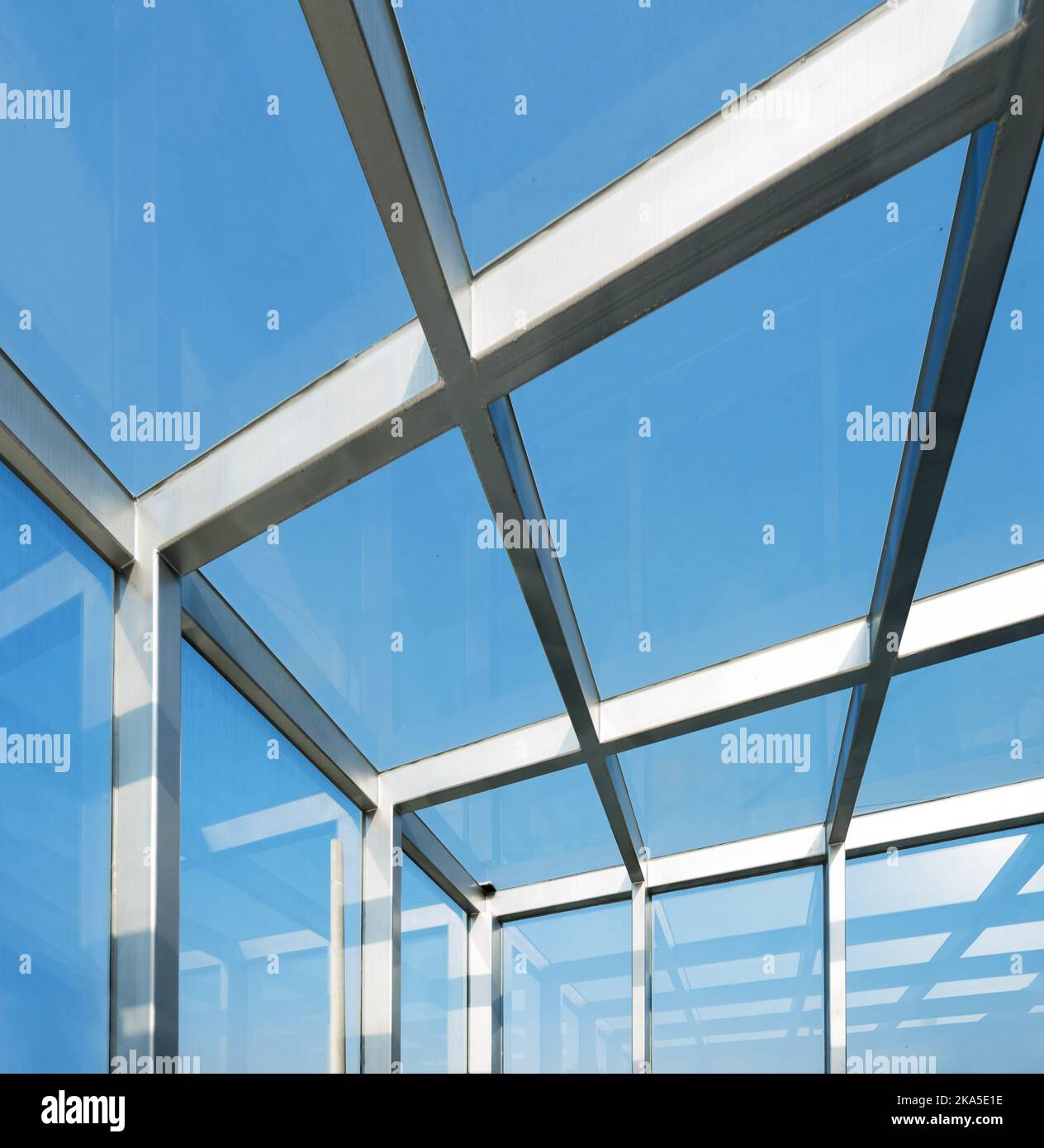 Transparent glass roof of a modern building Stock Photo