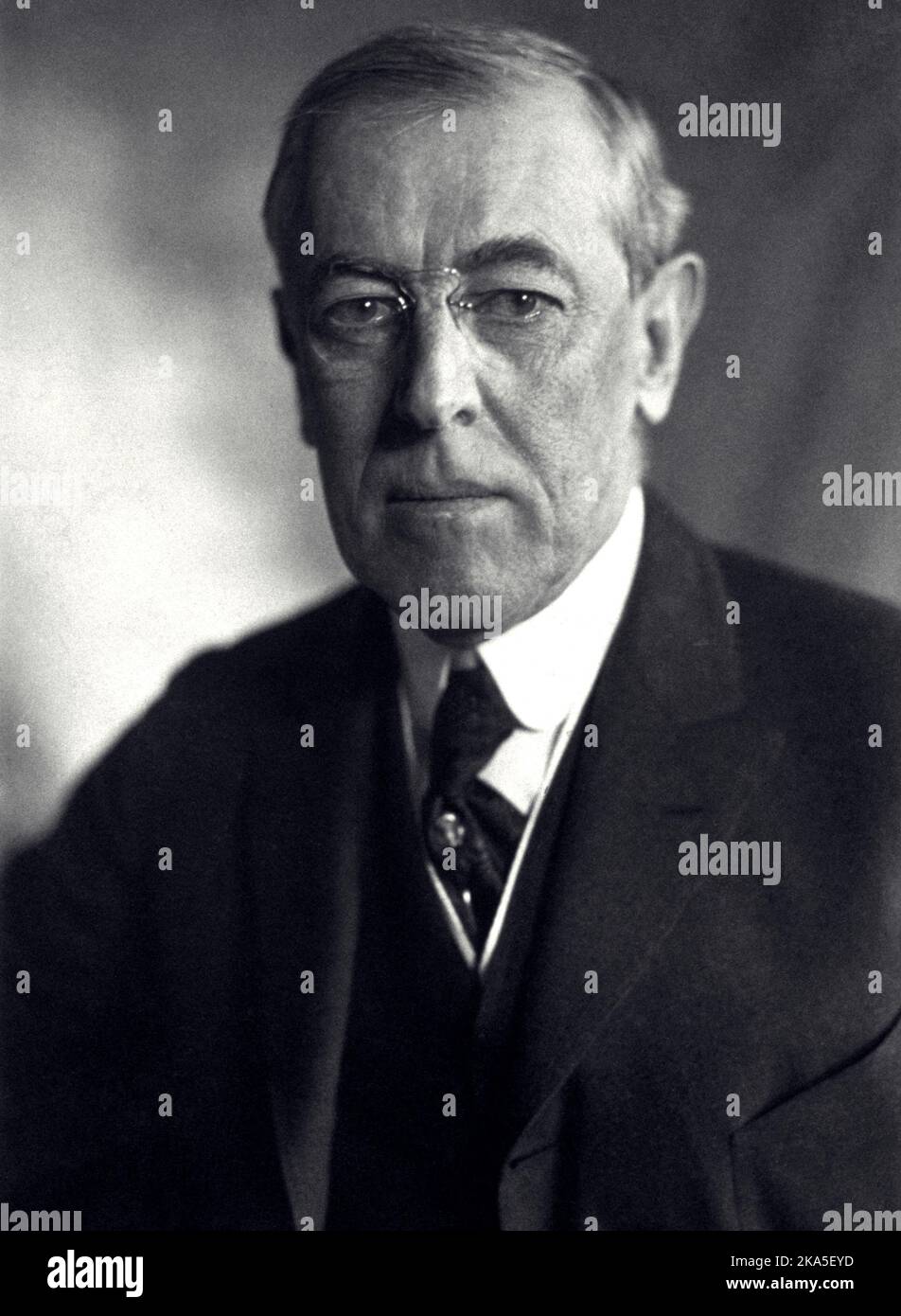 A portrait of U.S. President Woodrow Wilson from 1919 when he was 63