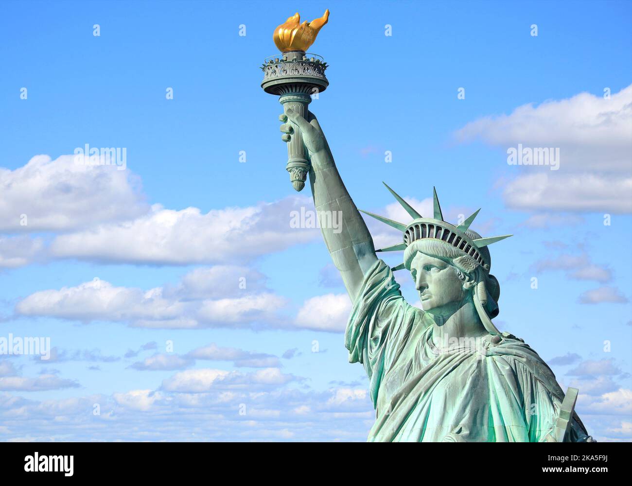 Statue of Liberty and New York City skyline, USA Stock Photo