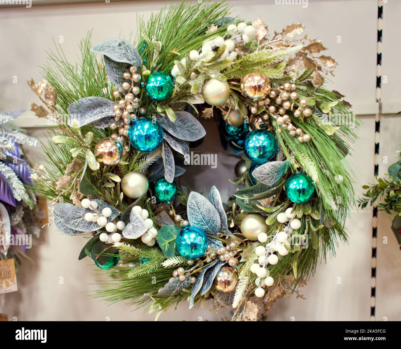 Christmas  decoration ornament wreath retail Stock Photo