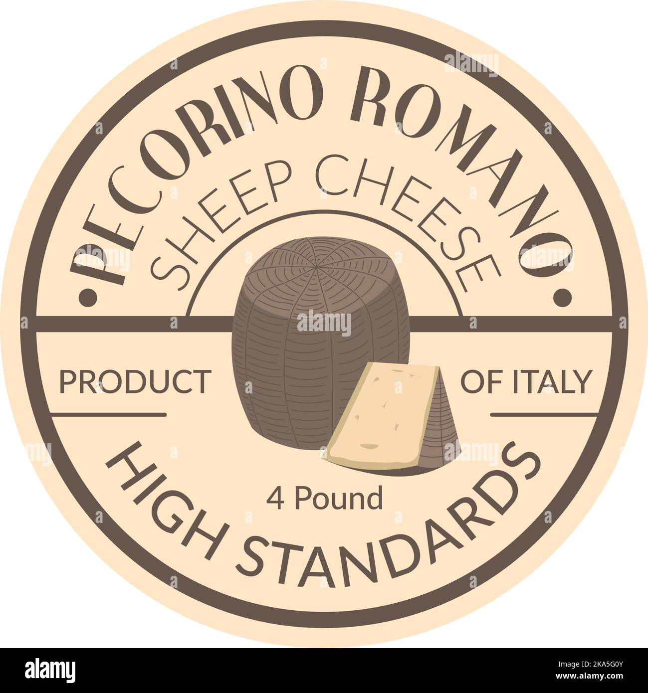 Pecorino Romano, sheep cheese high standard emblem Stock Vector Image