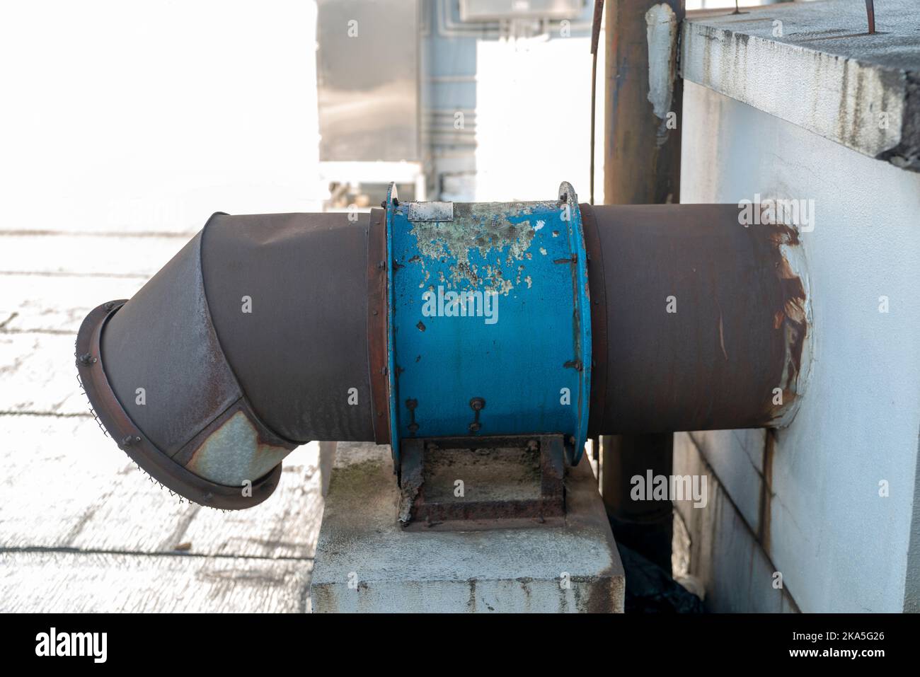 Exhaust systems are installed on the roof of the plant Stock Photo Alamy