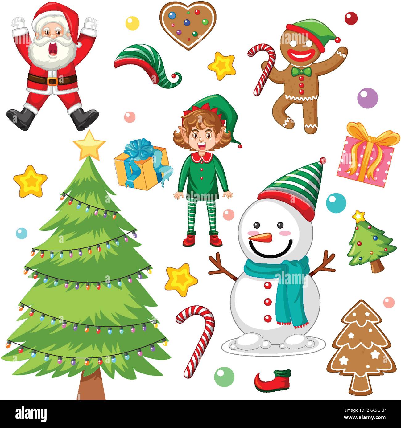 Set of Christmas elements and objects illustration Stock Vector Image ...