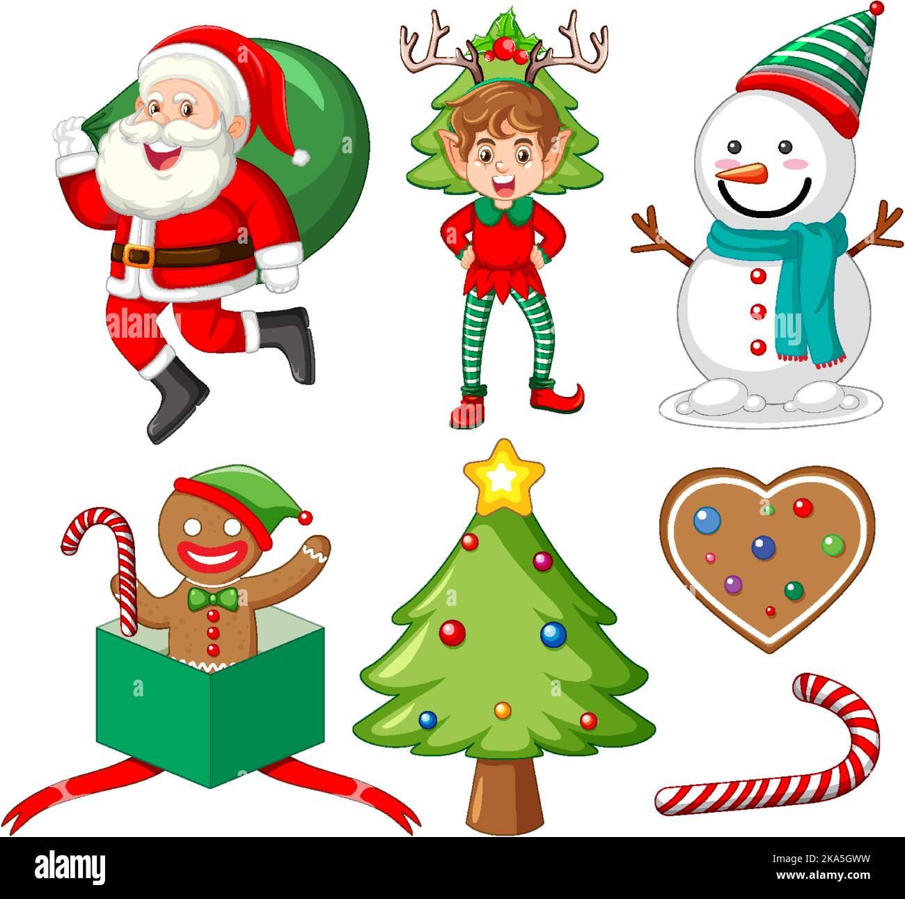 Set of Christmas elements and objects illustration Stock Vector Image ...