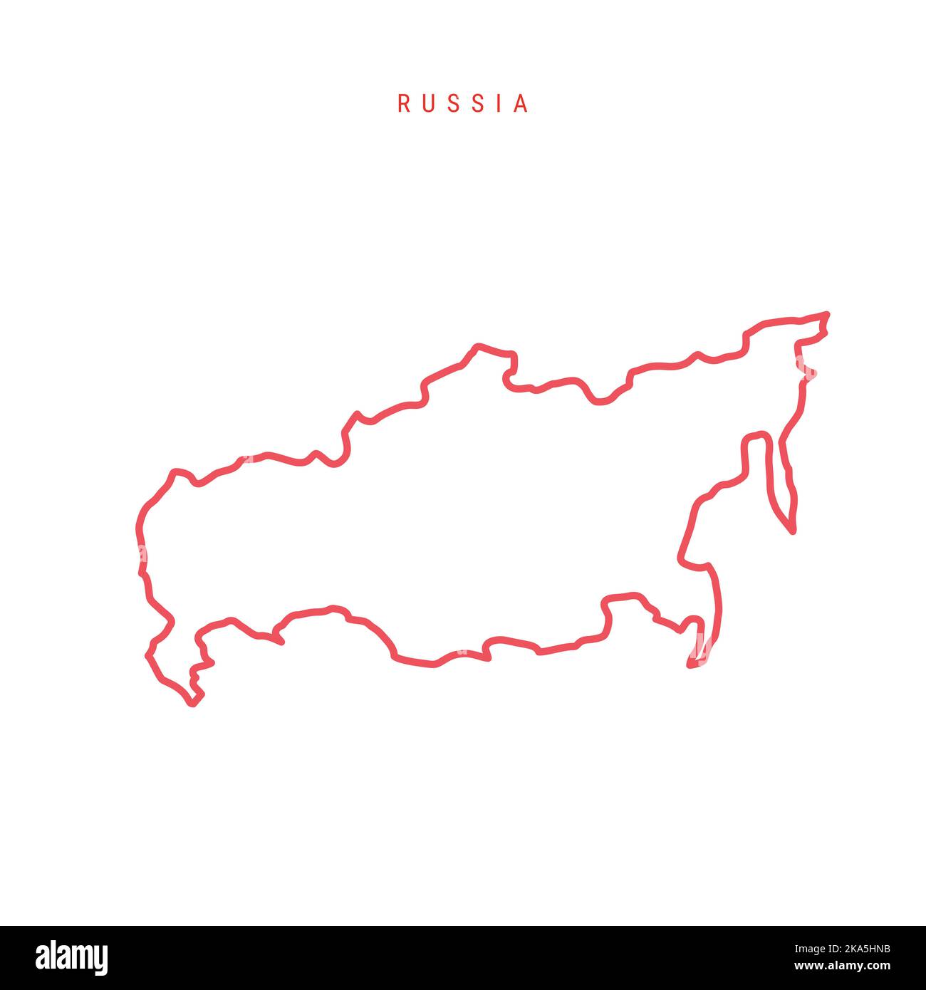 Russia outline map. Russian red border. Country name. illustration. Stock Photo