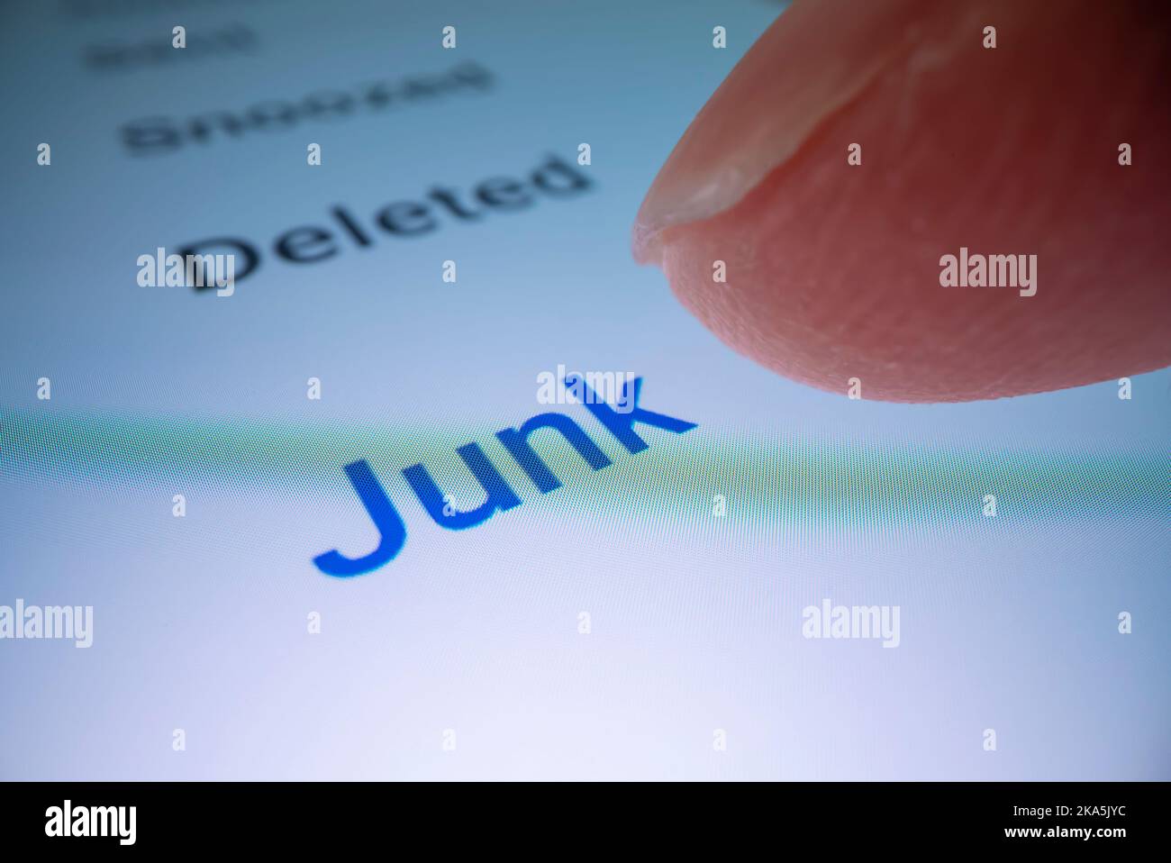 Macro shot of checking the junk email folder Stock Photo