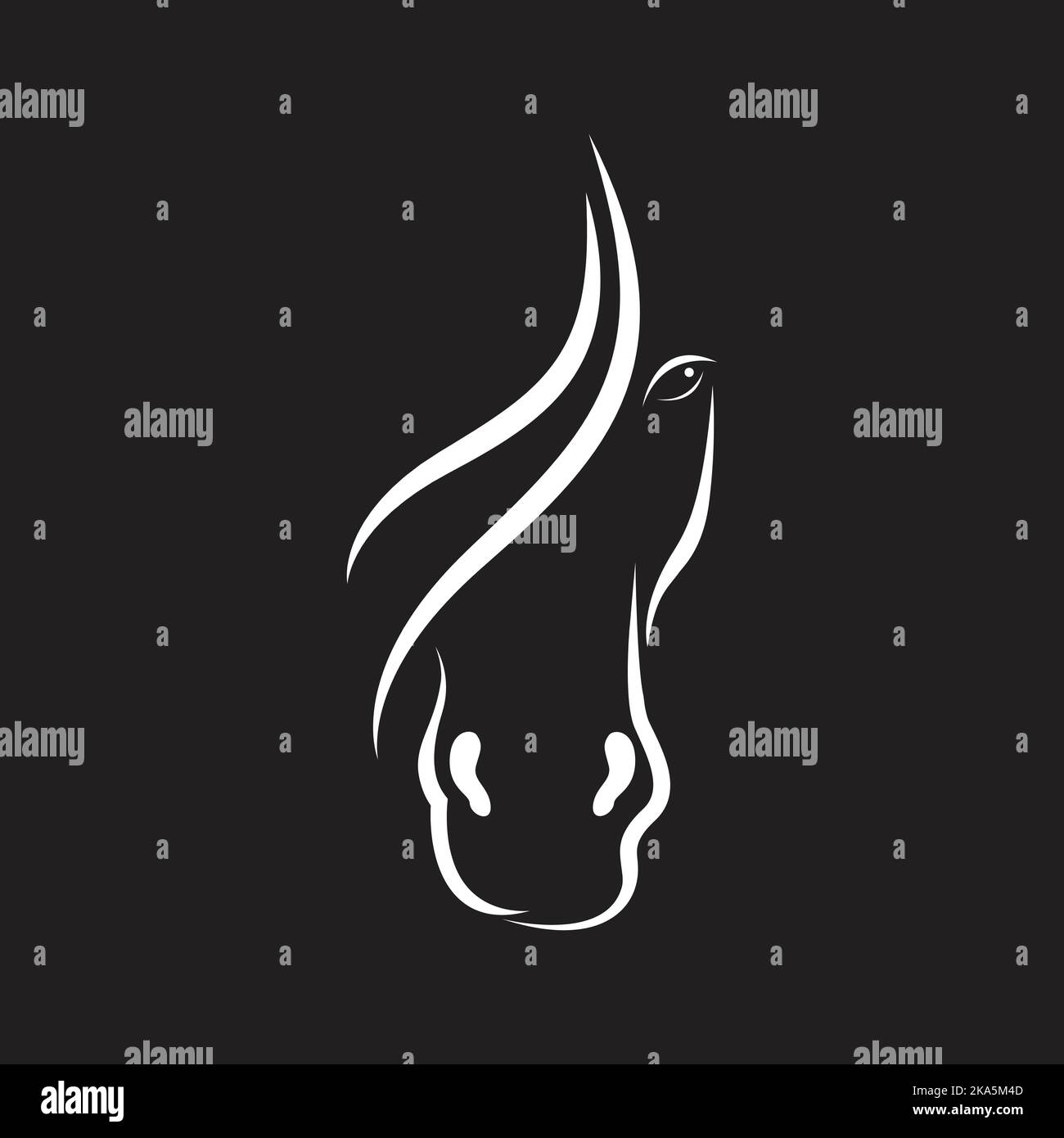 Vector image of horse face design on black background. Easy editable