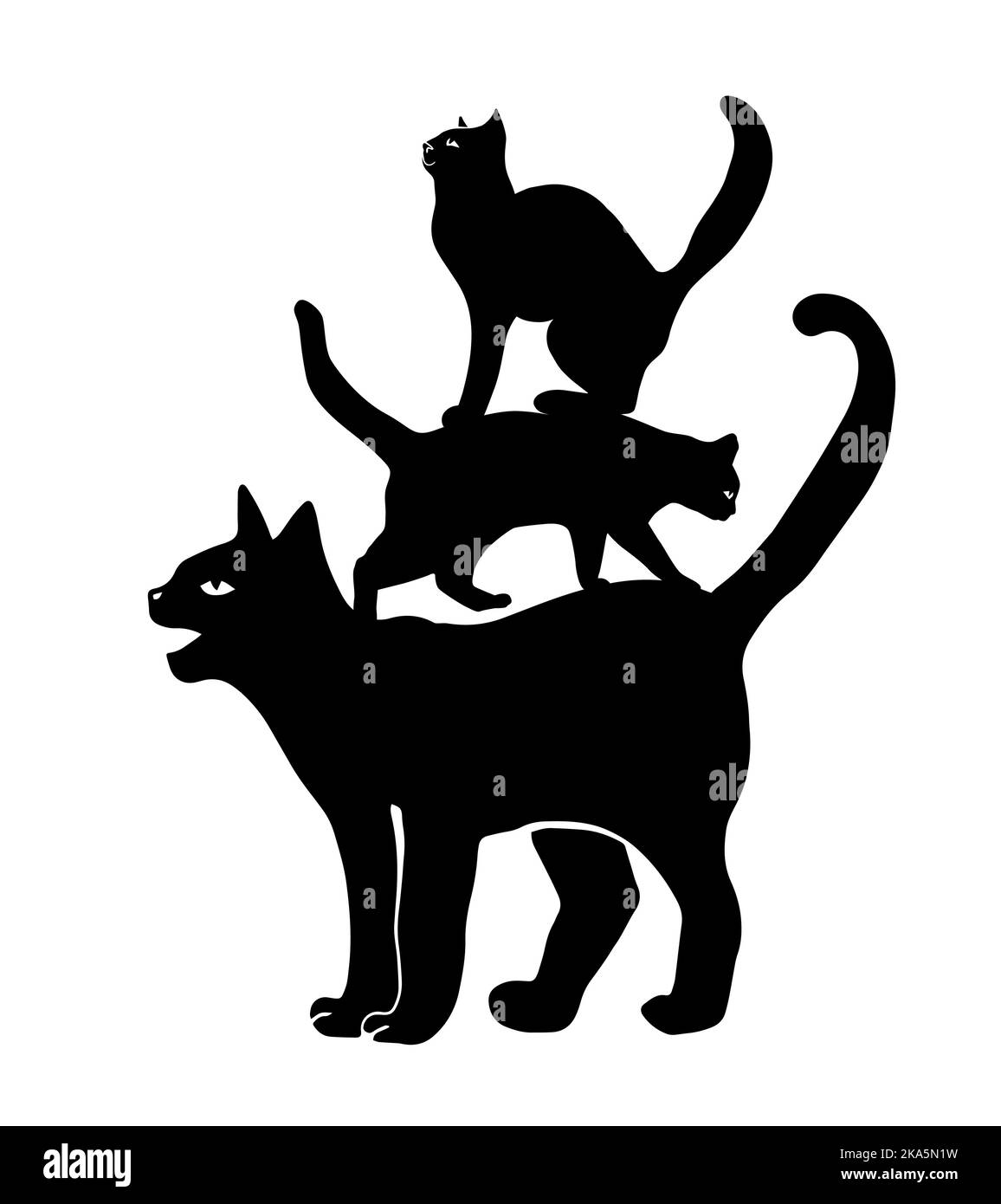 The cats are on top of each other. Vector illustration Stock Vector