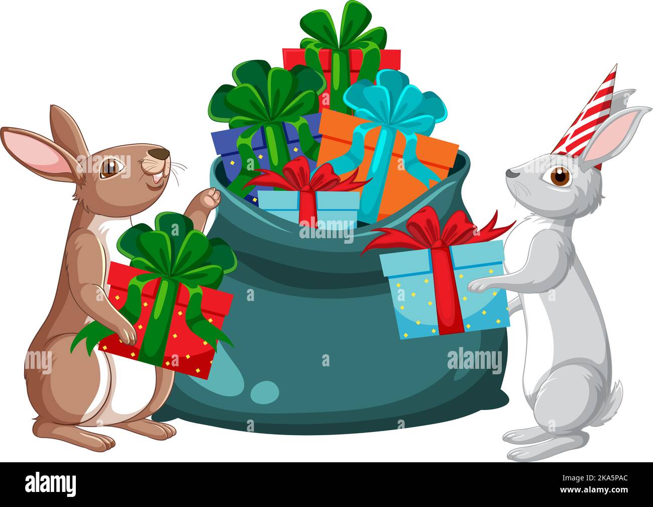 Cute rabbit with gift boxes illustration Stock Vector Image & Art - Alamy