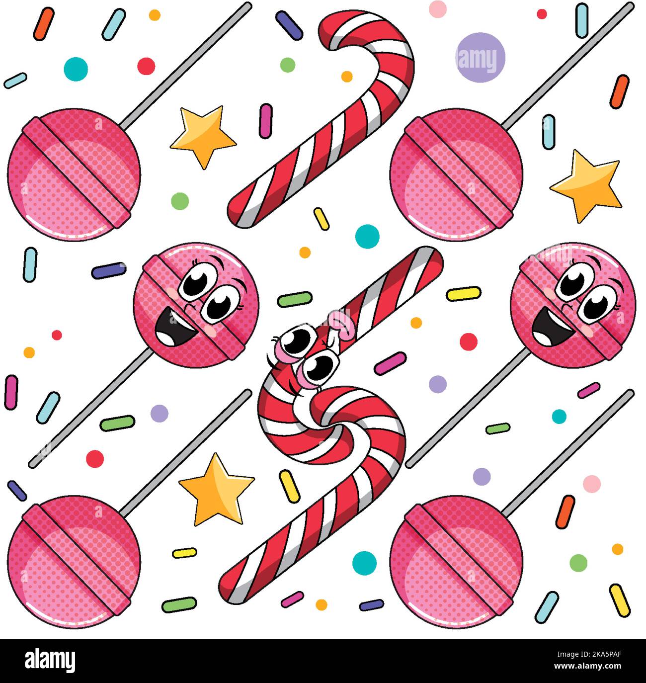 Sweet candy and lollipop seamless pattern illustration Stock Vector ...