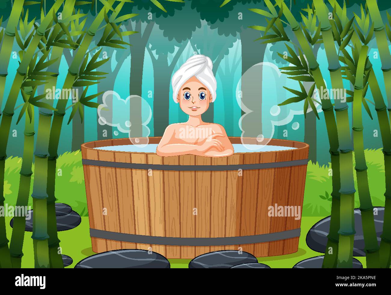 Young woman in hot tub spa illustration Stock Vector Image & Art Alamy