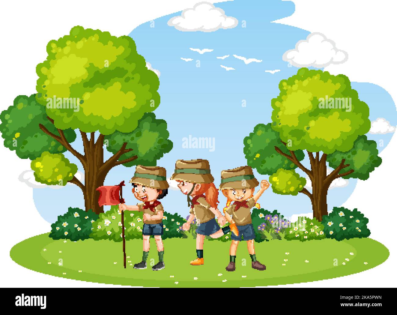 Happy kids camping at park illustration Stock Vector Image & Art - Alamy