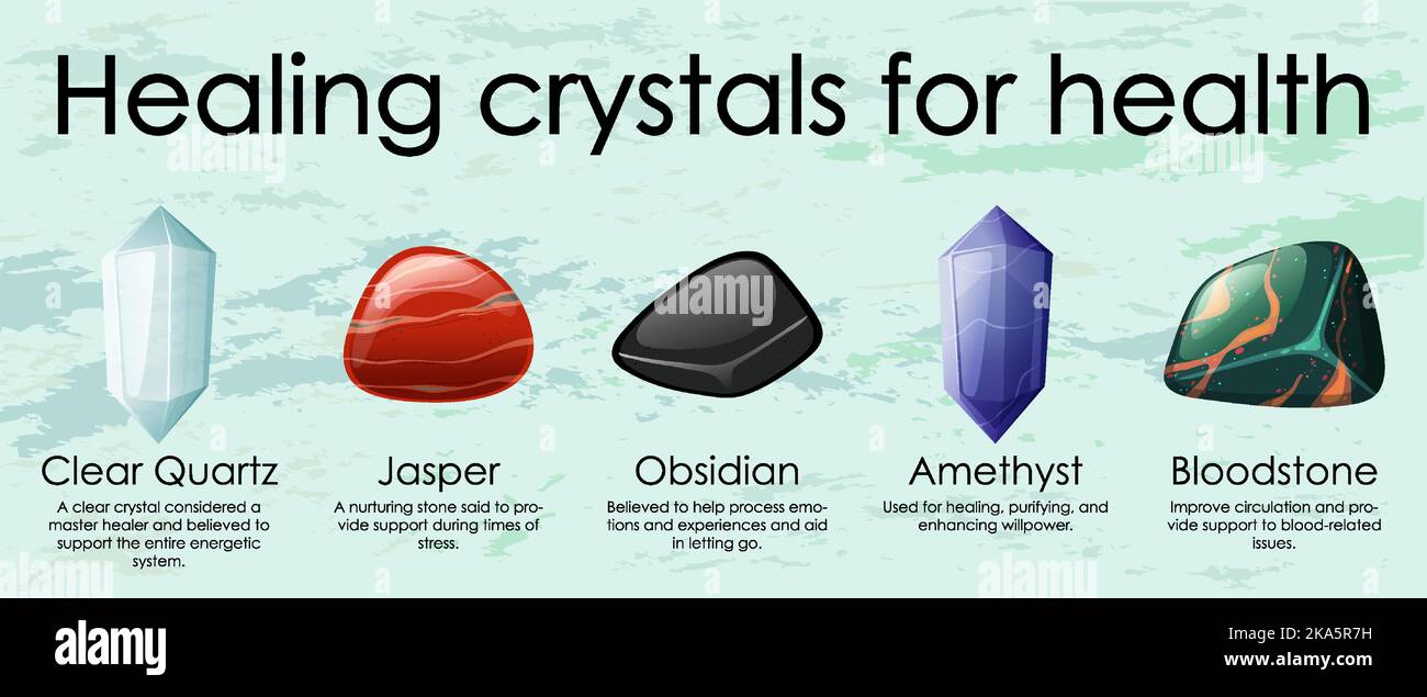 Healing crystals for health collection illustration Stock Vector Image
