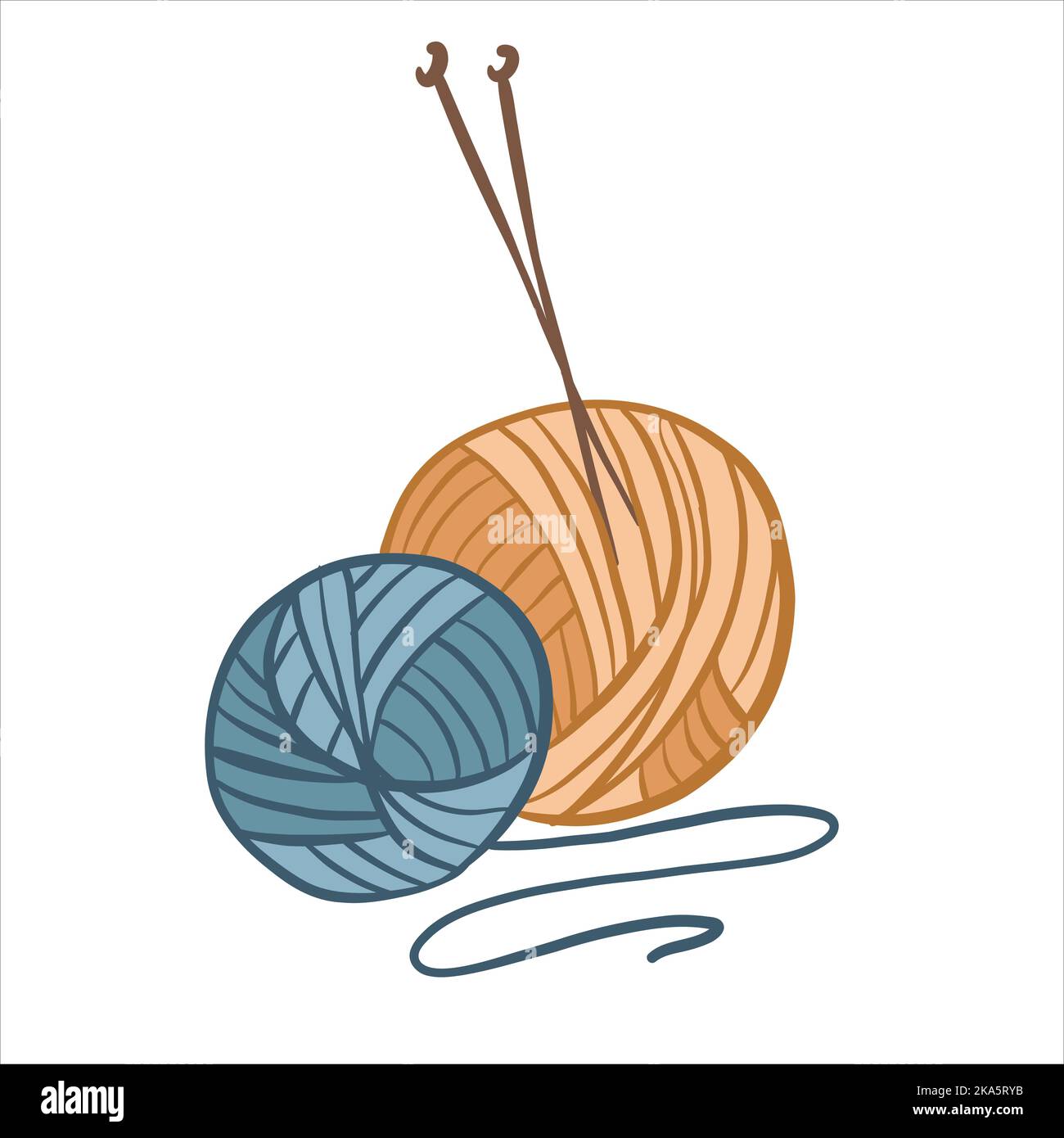 Vector illustration colored in doodle style skein yarn for knitting ...