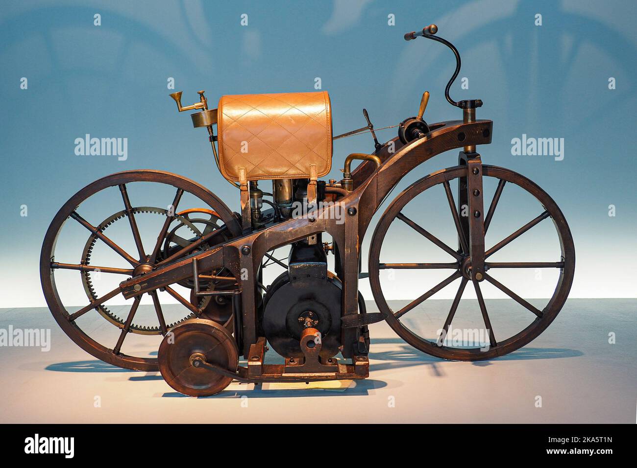 Stuttgart, Germany. 28th Oct, 2022. 1885 Daimler Reitwagen at the Mercedes-Benz Museum. Credit: SOPA Images Limited/Alamy Live News Stock Photo