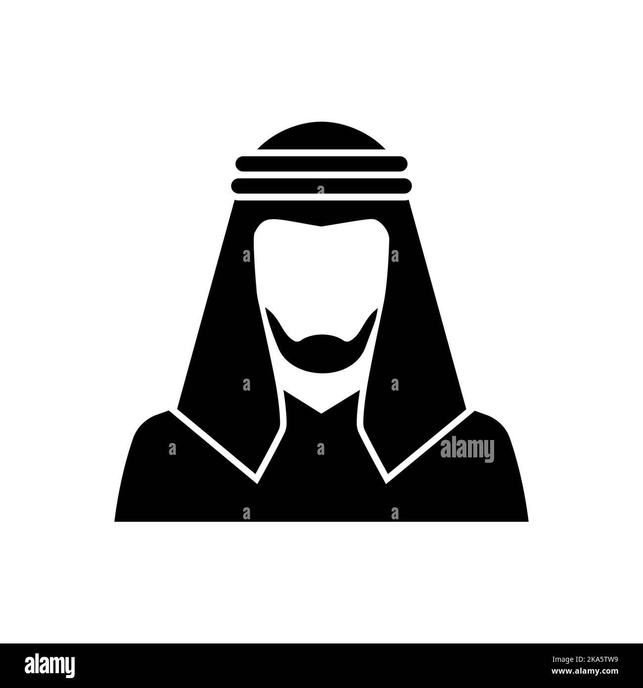 Man in keffiyeh icon. Black vector illustration isolated on white ...