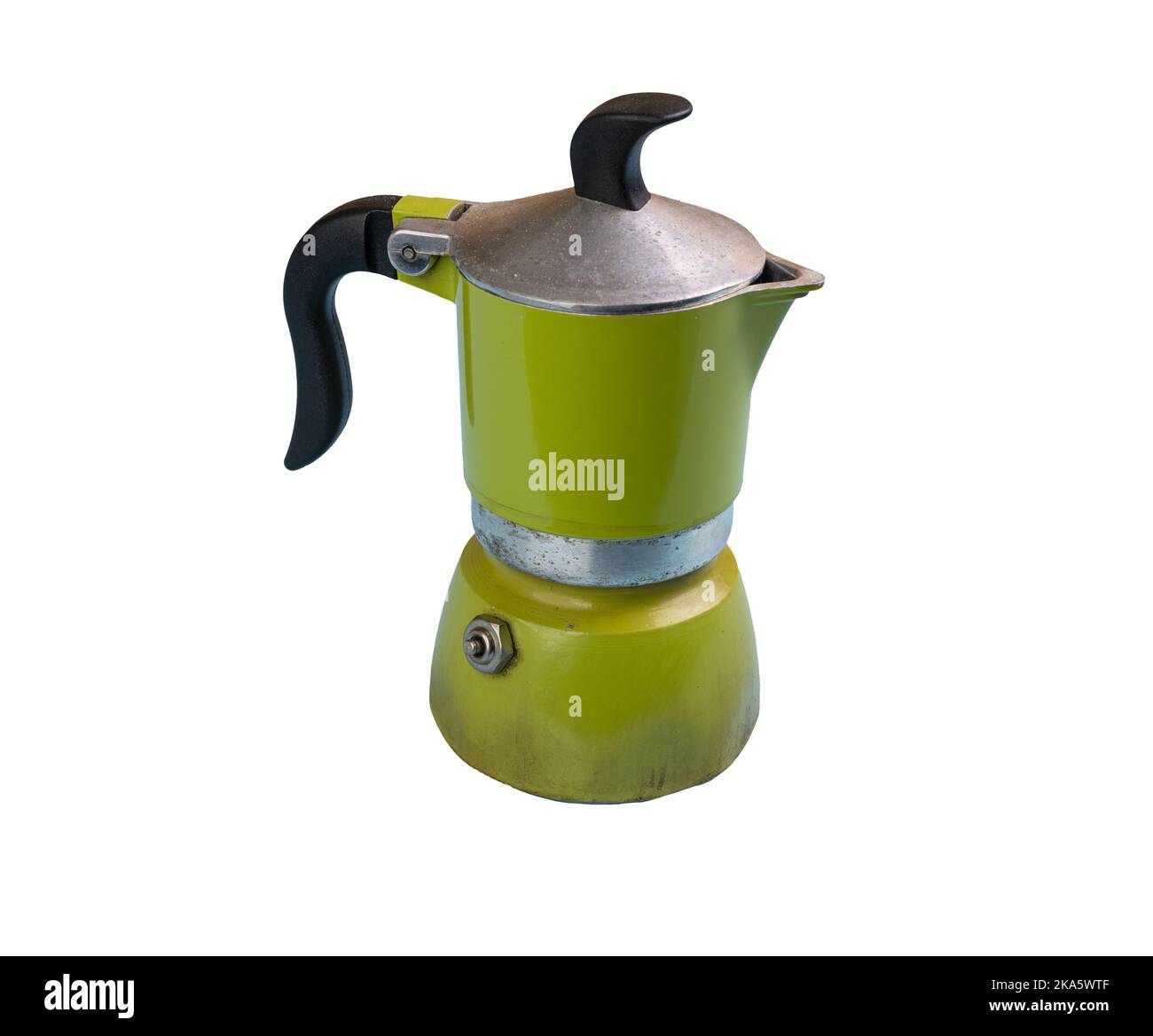 a green coffee pot  in a transparent background Stock Photo