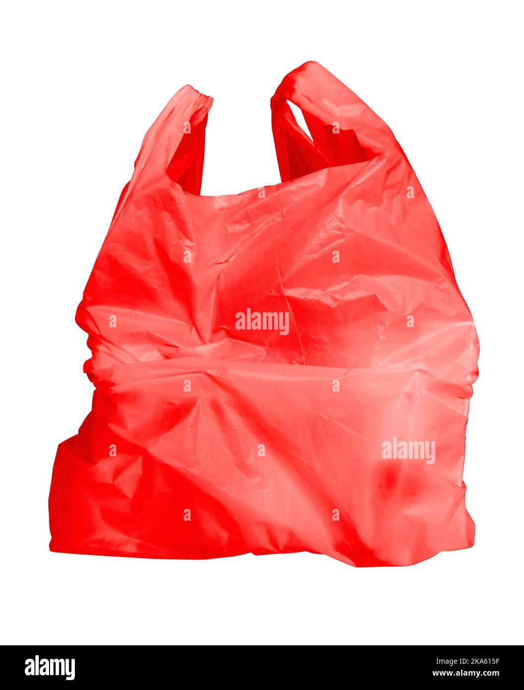 Red shopping plastic bag isolated on white. Clipping Path included