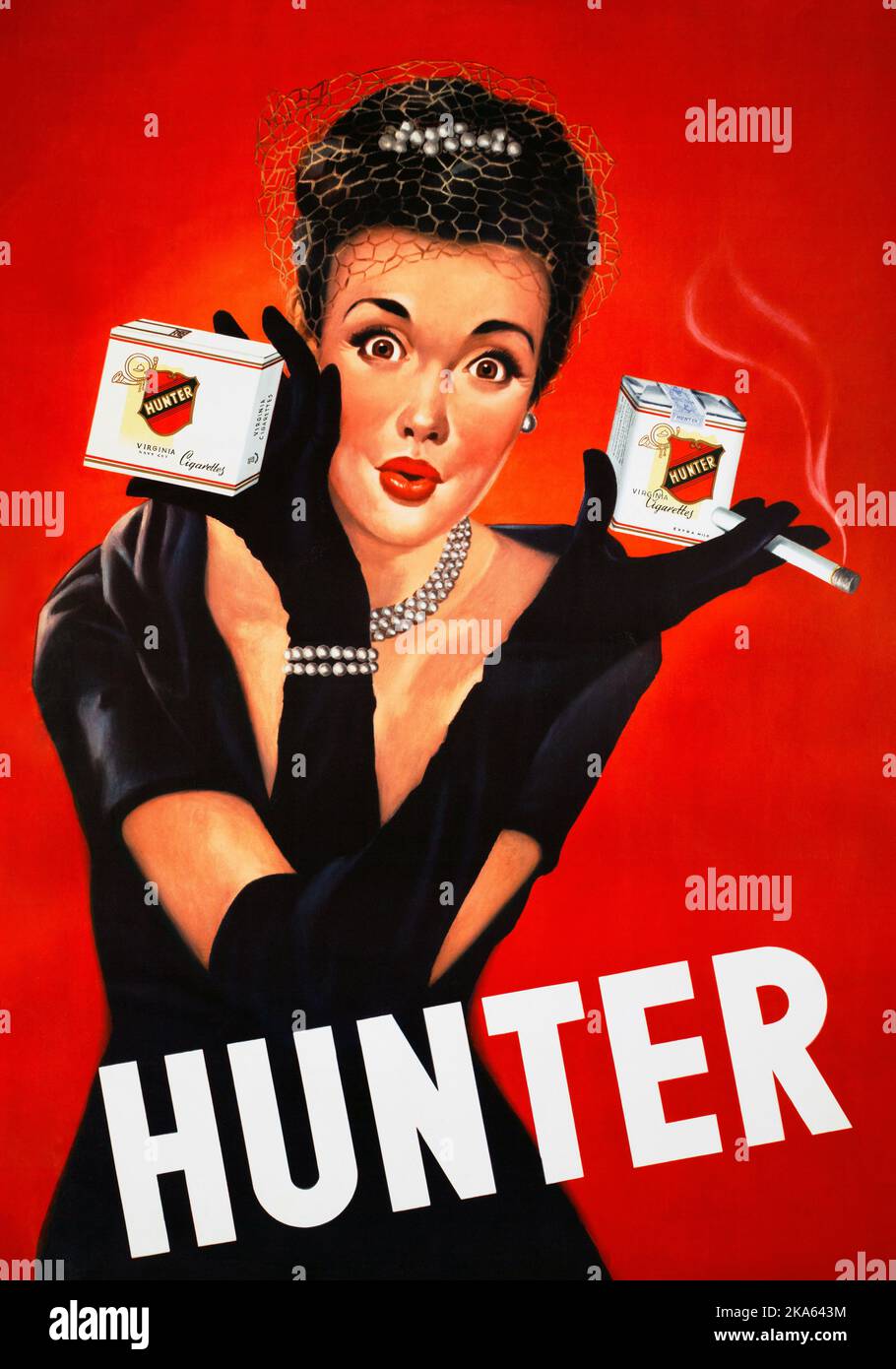 Hunter. Artist unknown. Poster published in the 1950s in the UK. Stock Photo