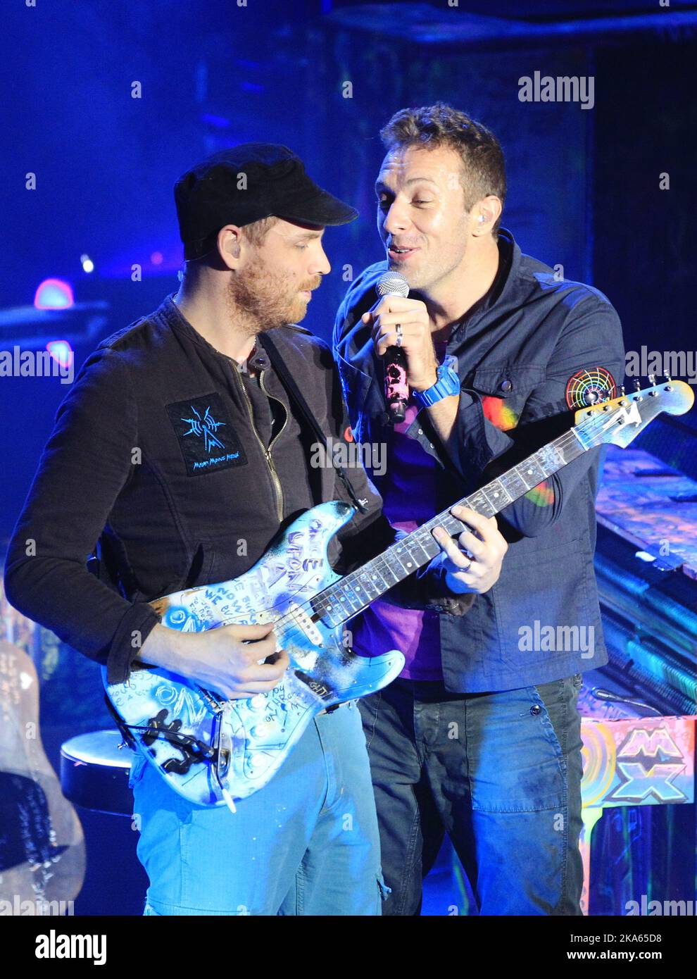 Oslo. Vocalist Chris Martin and band Coldplay during a concert at ...